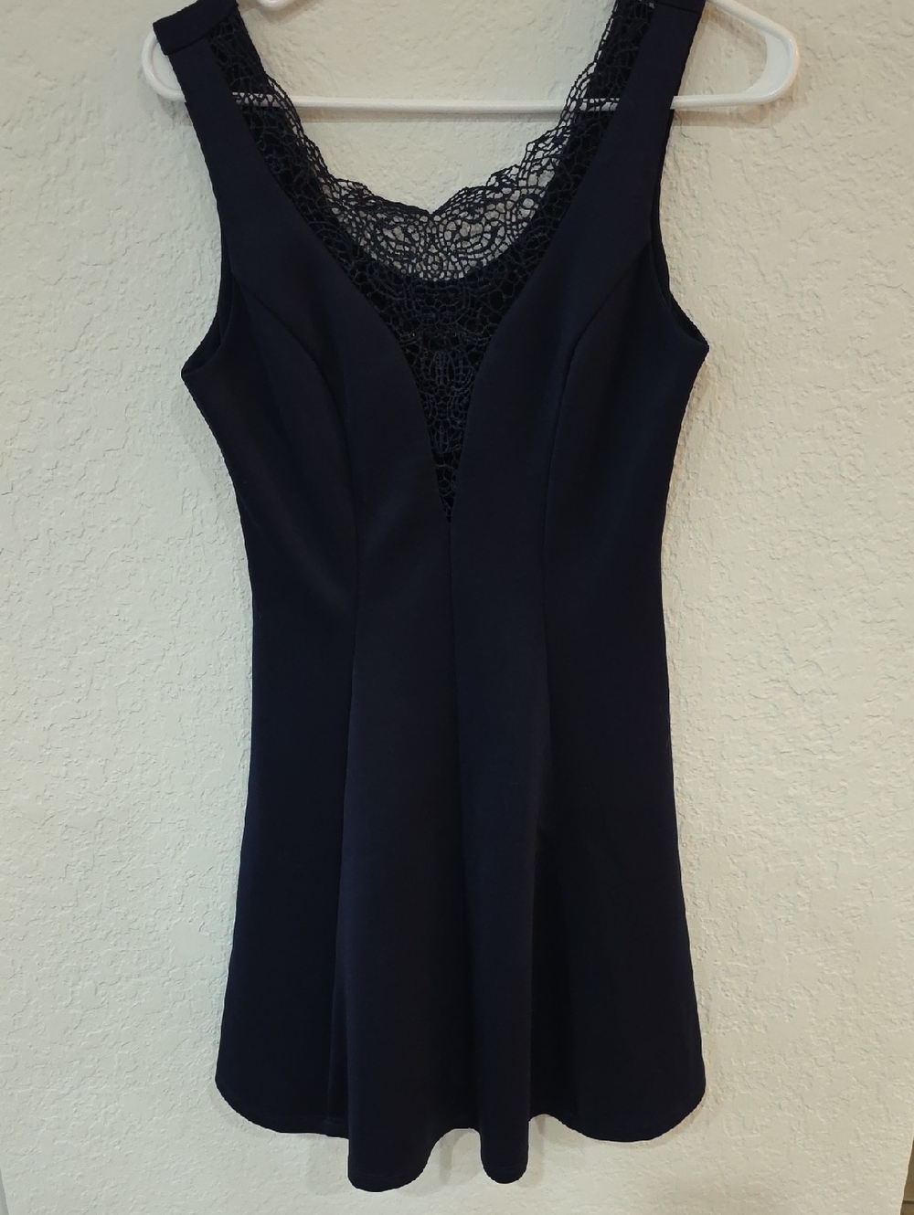 City Studio Navy Blue Lace-Front Mini Dress
